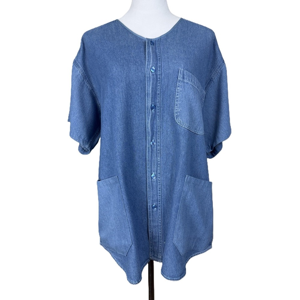 Country Road Australia Womens Denim Shirt Blue Cotton Button Up Oversized Medium